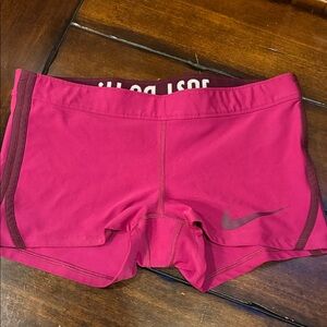 Medium Nike Dri Fit 2-Tone Cranberry & Burgundy Running Shorts - Just Do It Band